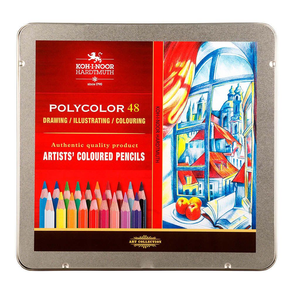 Estojo 48 cores Lápis de Cor Polycolor Koh-I-Noor