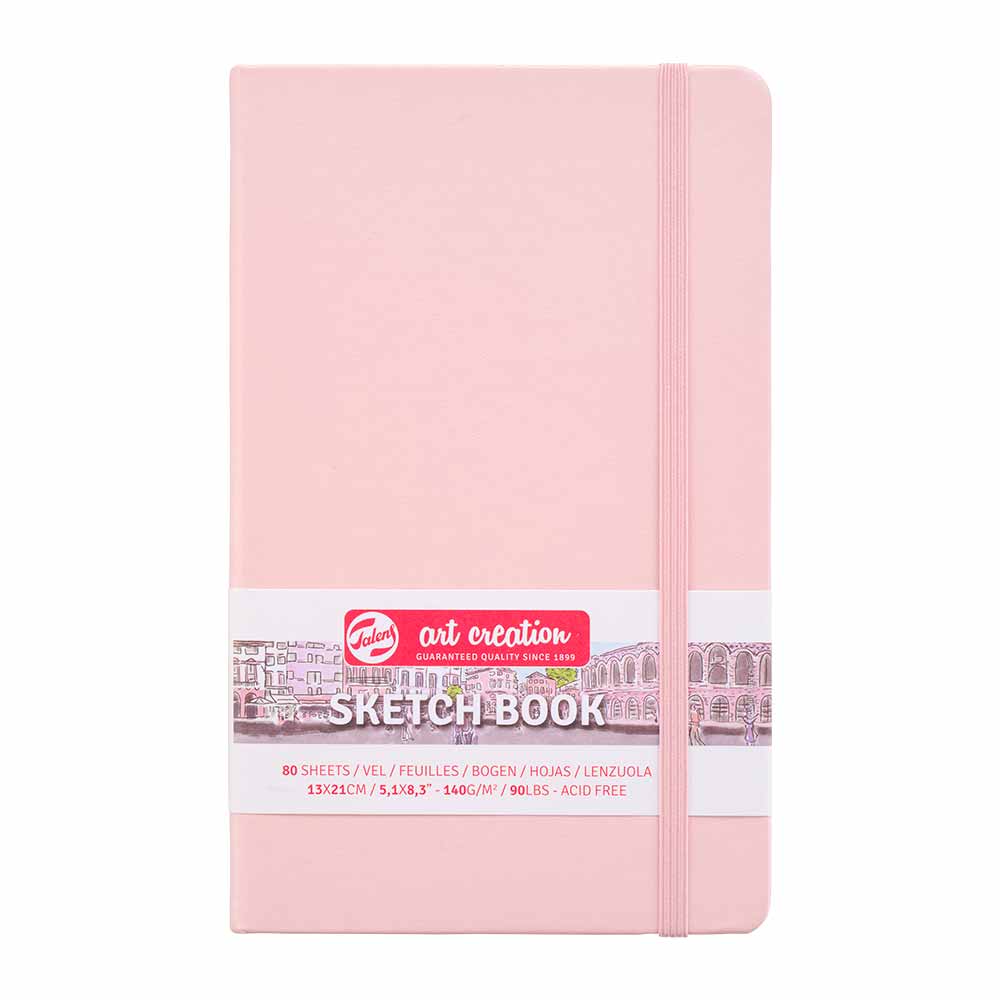 scketchbook talens cor de rosa com elatico