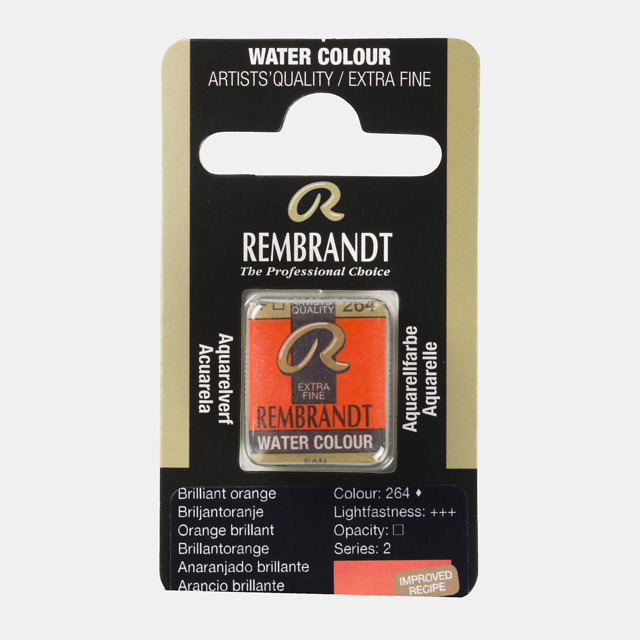 Tinta Aquarela em Pastilha Rembrandt 264 Brilliant orange