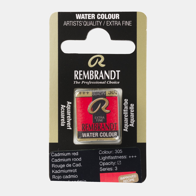 Tinta Aquarela em Pastilha Rembrandt 305 Cadmium red