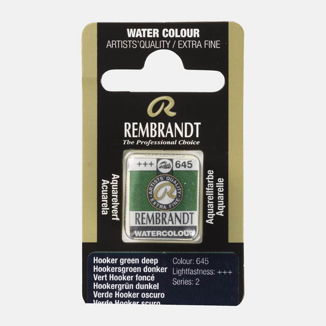 Tinta Aquarela em Pastilha Rembrandt 645 Hooker green D