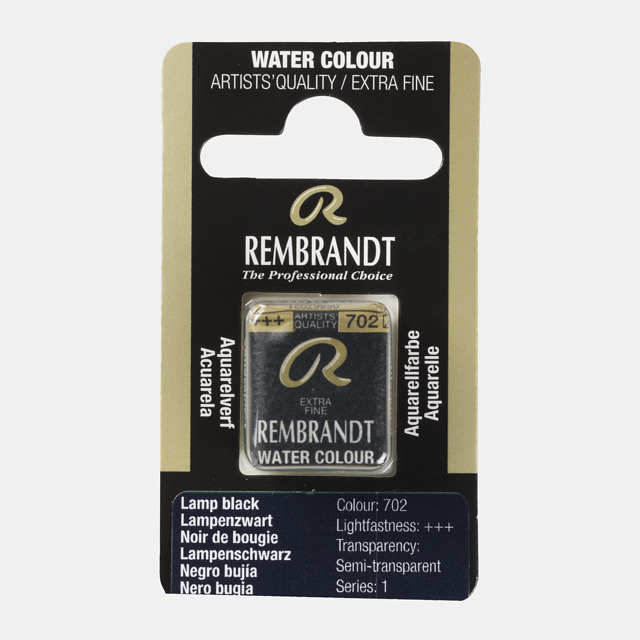 Tinta Aquarela em Pastilha Rembrandt 702 Lamp black
