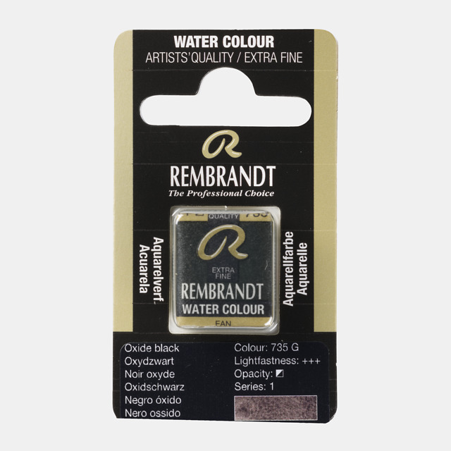 Tinta Aquarela em Pastilha Rembrandt 735 Oxide black